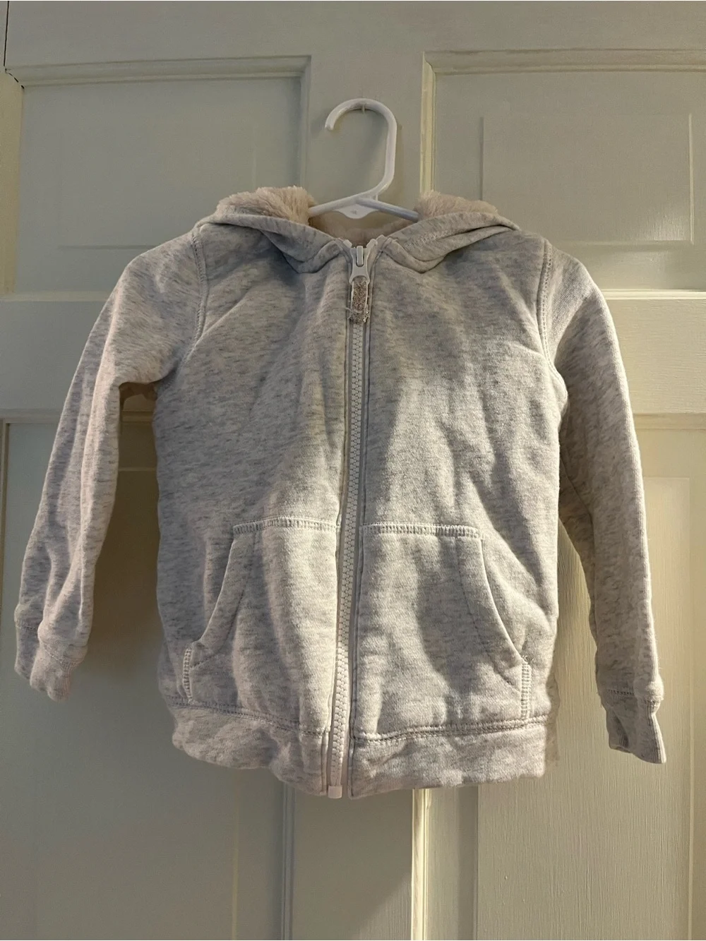 Carter's Light Gray Sherpa-Lined Zip Hoodie